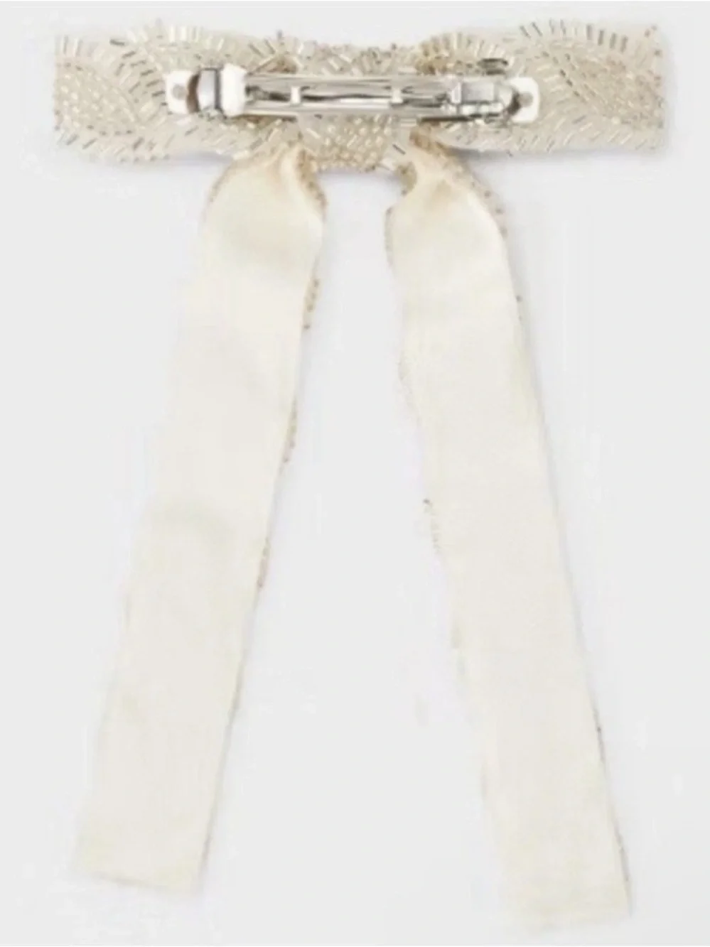 NEW! a new day Cream Beaded Ribbon Hair Bow